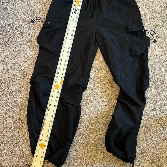 Black Baggy Cargo Hip Hop Dance Pants with Pockets & Drawstrings Sz S - Picture 10 of 10